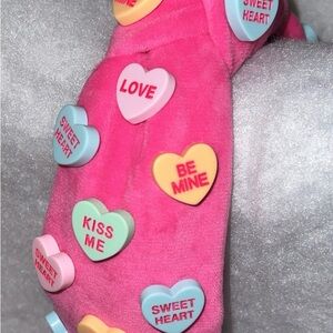 Pink Candy heart Handmade sewn Valentine’s Day knot knotted velvet headband